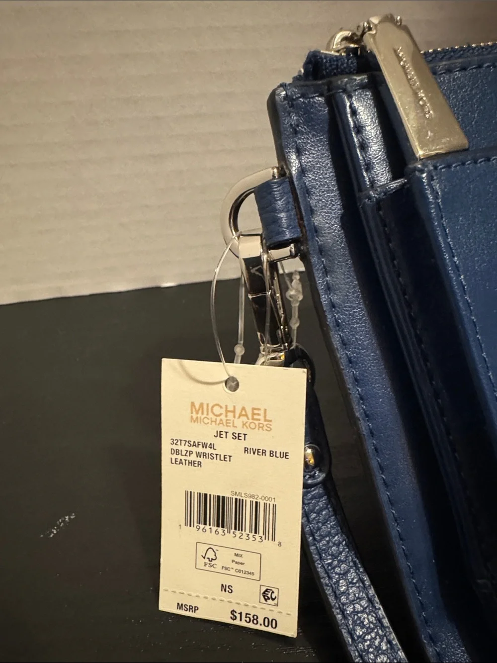 Michael Kors Blue Leather Wristlet Wallet